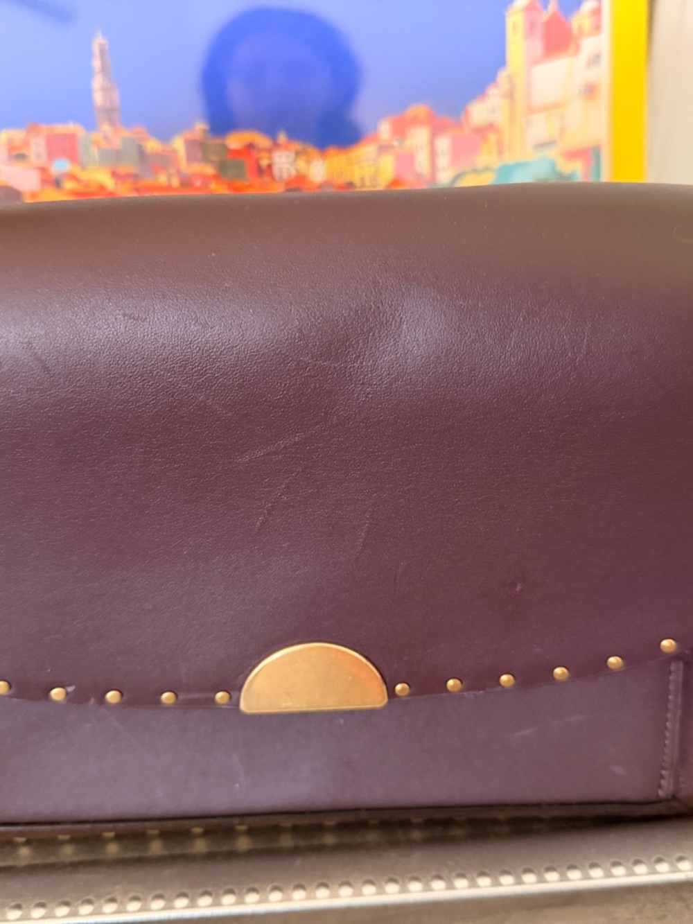 COACH Brown Suede Shoulder Bag with Gold Studs - Picture 2 of 4
